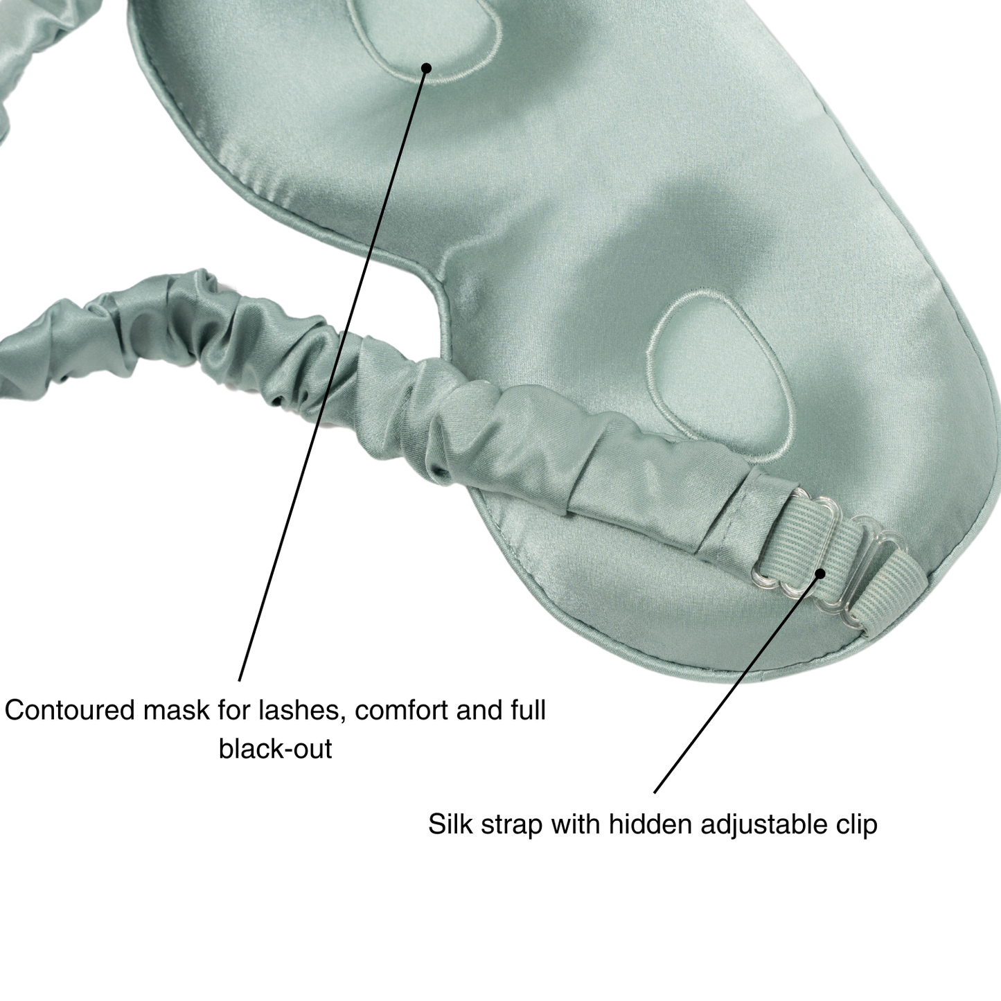 Kontur-Schlafmaske aus Maulbeerseide – Salbei